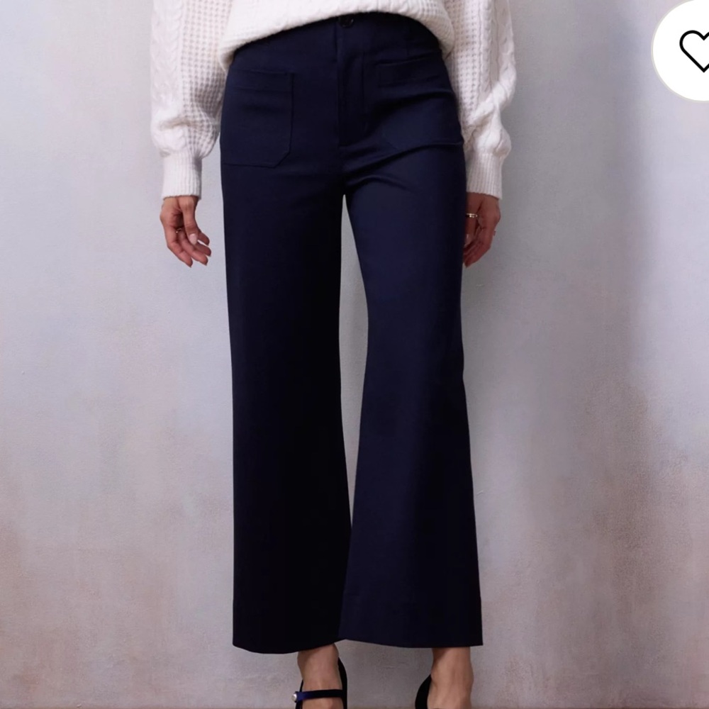 Lauren Conrad Super High Rise Wildflower Wide Leg Crop Pants Blue Abundance